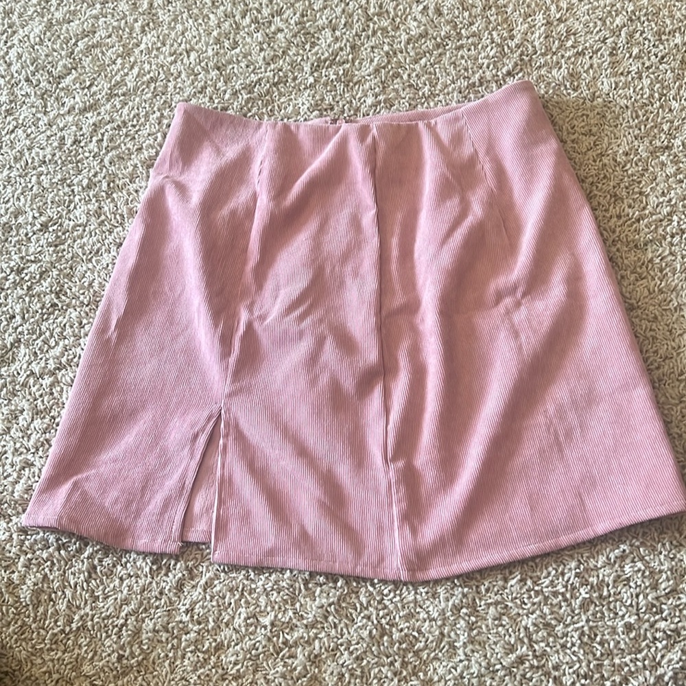 shein pink mini skirt with slit